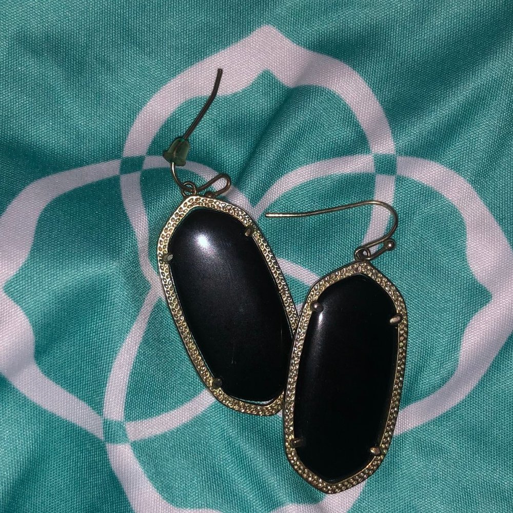 Black and Gold Medium Size Kendra Scott Earrings